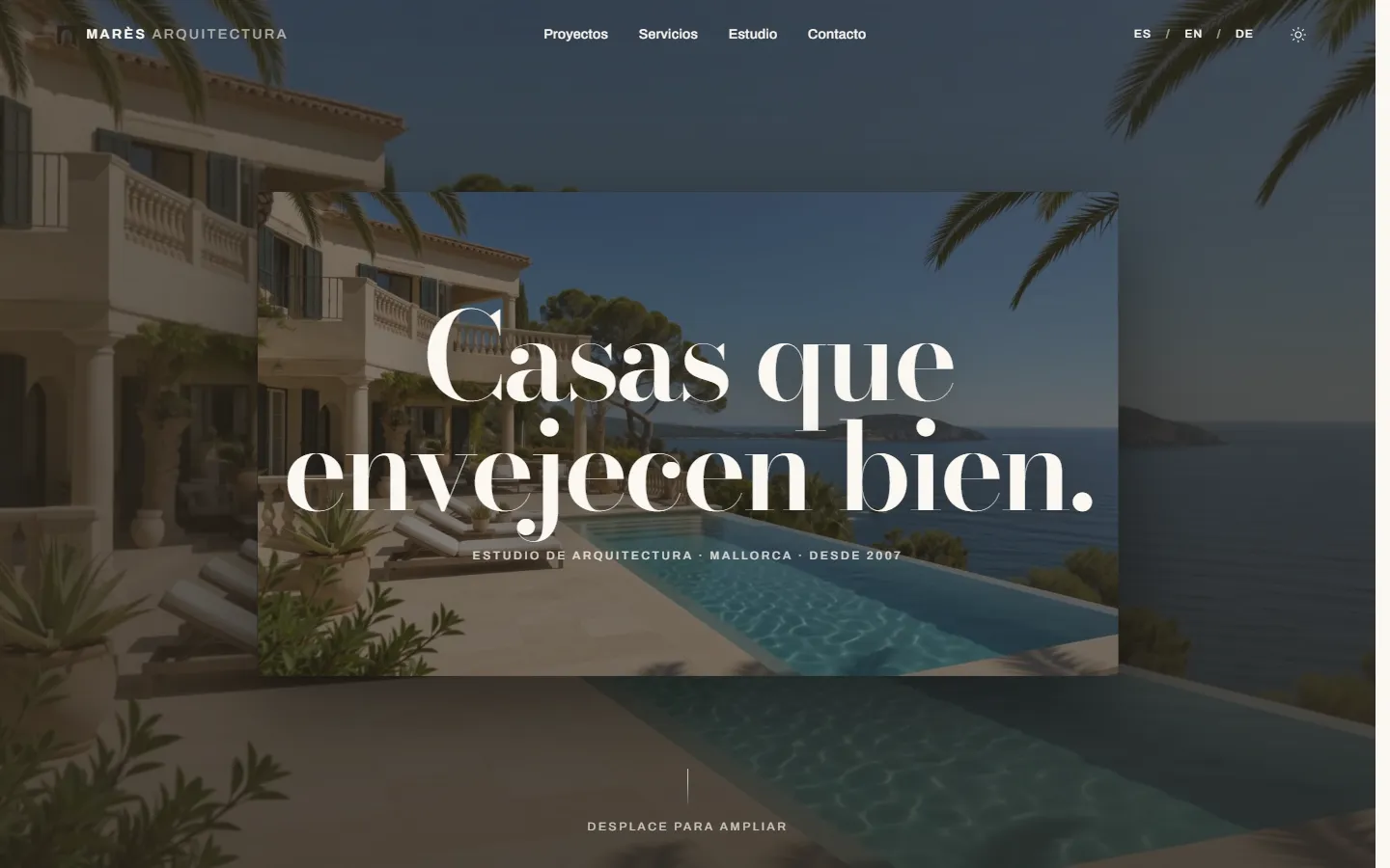 Portada de la web de Marès Arquitectura vista en ordenador.